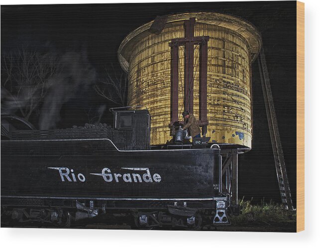 Train Wood Print featuring the photograph Getting Water by Priscilla Burgers