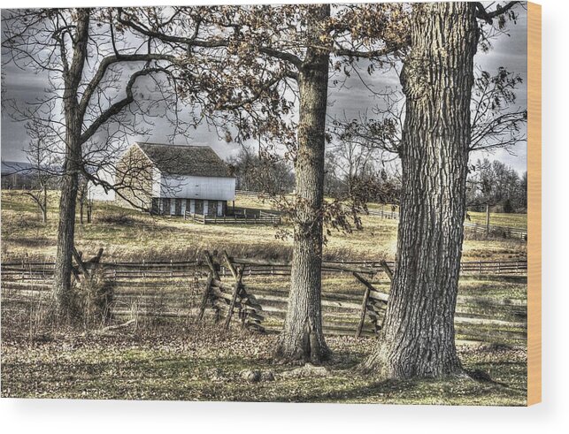 Gettysburg Wood Print featuring the photograph Gettysburg at Rest - Winter Muted Edward Mc Pherson Farm by Michael Mazaika