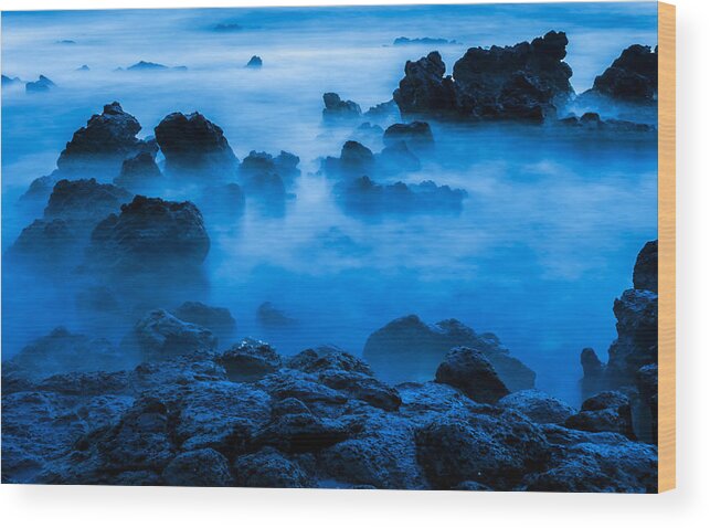 Blue Wood Print featuring the photograph Ghostly Ocean 1 by Leigh Anne Meeks