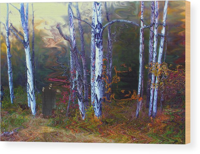 Birch Wood Print featuring the photograph Ghoul in a Halloween Forest by Wayne King
