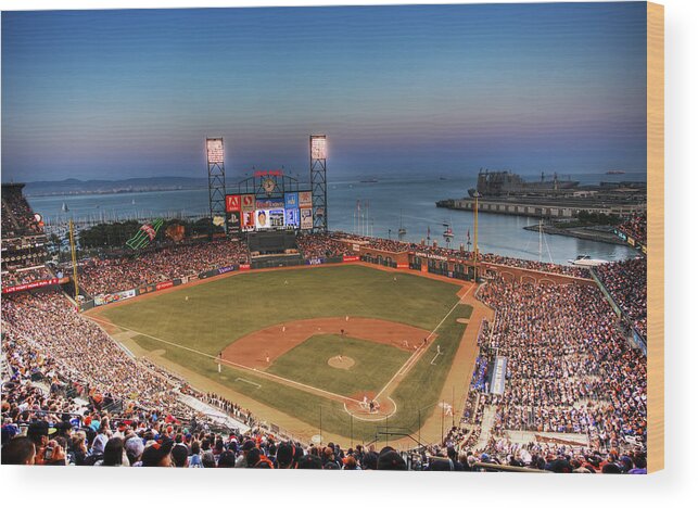 Giants Stadium Wood Print featuring the photograph Giants Ballpark at Night by Shawn Everhart