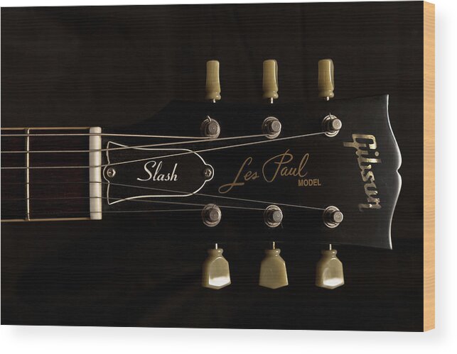 Slash Wood Print featuring the photograph Gibson Les Paul Model by Maj Seda