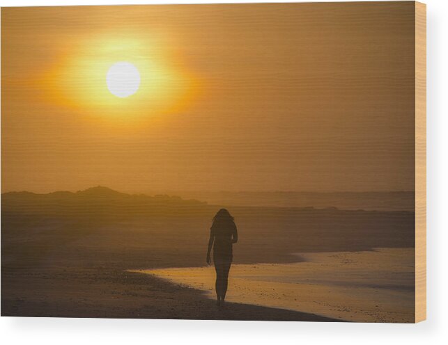 Girl Wood Print featuring the photograph Girl on the Beach by Bill Cannon