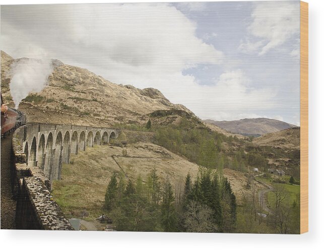 Glenfinnan Steam Wood Print featuring the photograph Glenfinnan Train Viaduct Scotland by Sally Ross