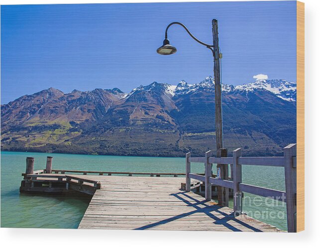 Pier Wood Print featuring the photograph Glenorchy Pier by Nicholas Blackwell