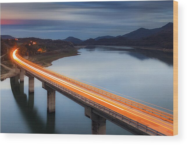 Bulgaria Wood Print featuring the photograph Glowing Bridge by Evgeni Dinev