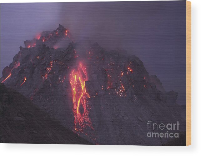 Horizontal Wood Print featuring the photograph Glowing Rerombola Lava Dome by Richard Roscoe