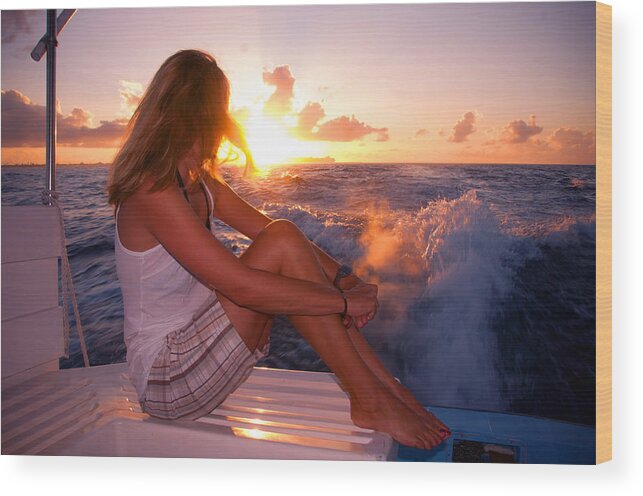 Maldives Wood Print featuring the photograph Glowing Sunrise. Greeting New Day by Jenny Rainbow