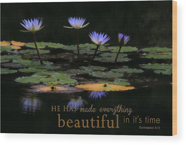 Flower Photography Wood Print featuring the photograph Peace of Mind with Message by Mary Buck