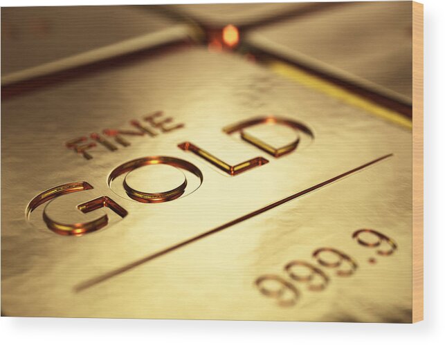 Gold Wood Print featuring the photograph Gold Bars Close-up by Johan Swanepoel
