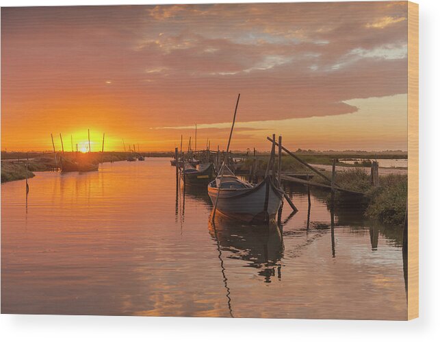 Tranquility Wood Print featuring the photograph Gold Sun by Abelc.