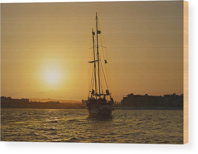 Sunset Wood Print featuring the photograph Golden Cabo Sunset by Alexandra Till