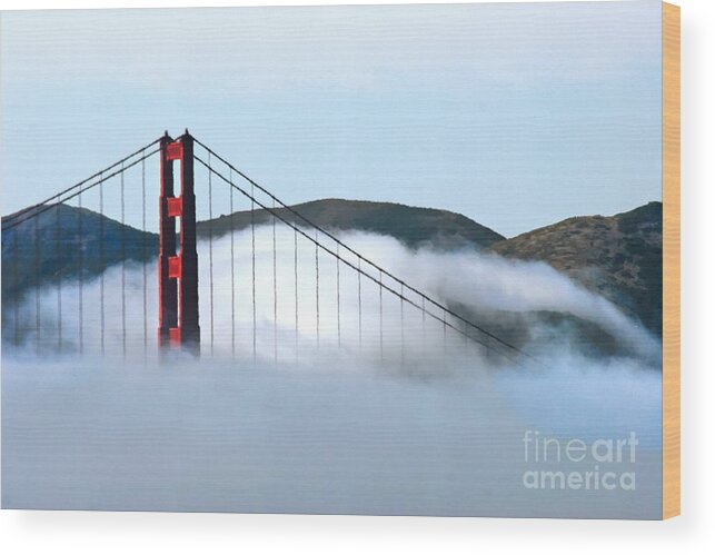 Clouds Wood Print featuring the photograph Golden Gate Bridge Clouds by Tap On Photo