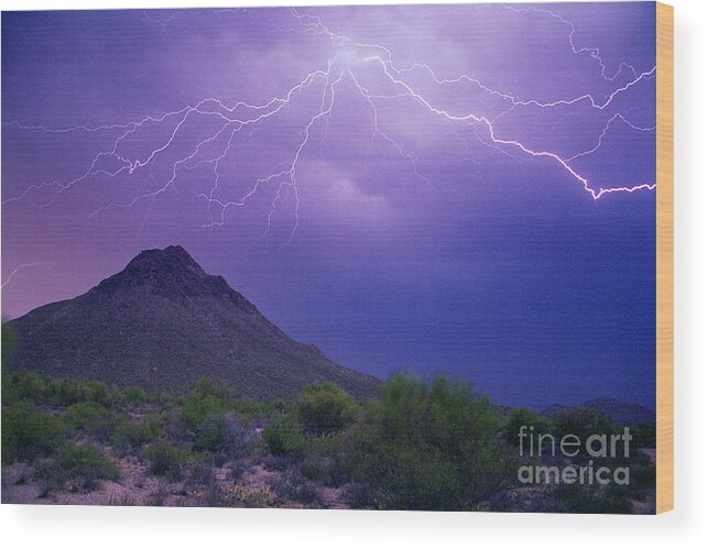Lightning Wood Print featuring the photograph Golden Gate Mountain Lightning by Douglas Taylor