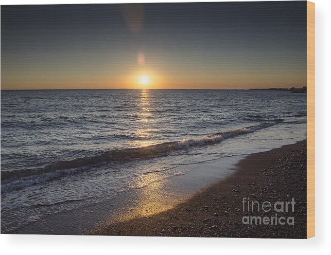 Sundown At The Mediterranean Sea Wood Print featuring the photograph Golden Sunset by Bruno Santoro