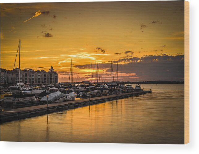 Lake Wood Print featuring the photograph Golden Sunset by Serge Skiba