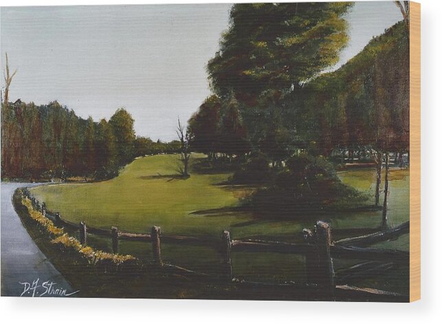 Diane Strain Wood Print featuring the painting Golf Course in Duxbury MA by Diane Strain