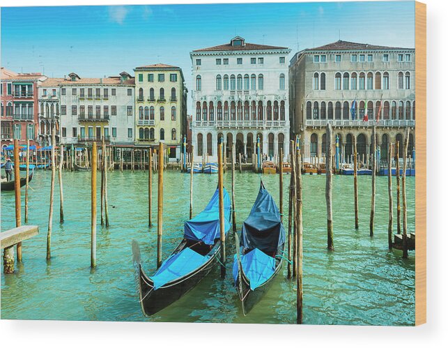 Built Structure Wood Print featuring the photograph Gondolas In Venice by Caracterdesign