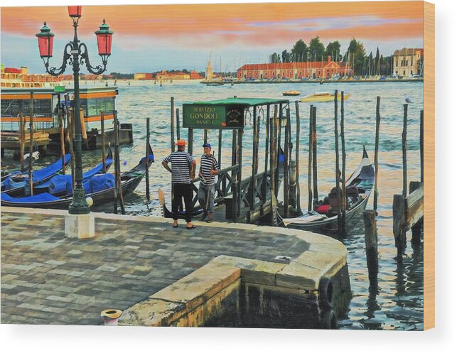 Gondoliers Wood Print featuring the photograph Gondoliers by Marianne Campolongo