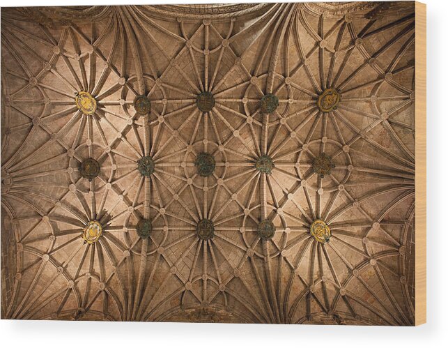 Jeronimos Wood Print featuring the photograph Gothic Ribbed Vault of Jeronimos Monastery Church by Artur Bogacki