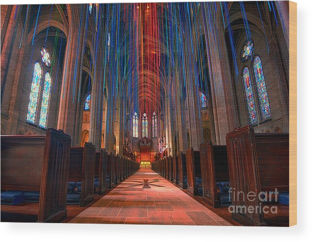 Pew Wood Print featuring the photograph Grace Cathedral San Francisco by Peter Dang