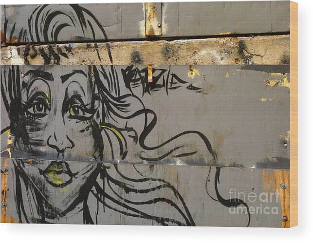 Graffitti Graffiti Wood Print featuring the photograph Graffiti Girl by Jacqueline Athmann