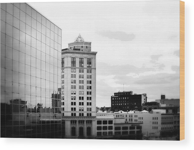 City Wood Print featuring the photograph Grand Rapids 20 Black and White by Scott Hovind