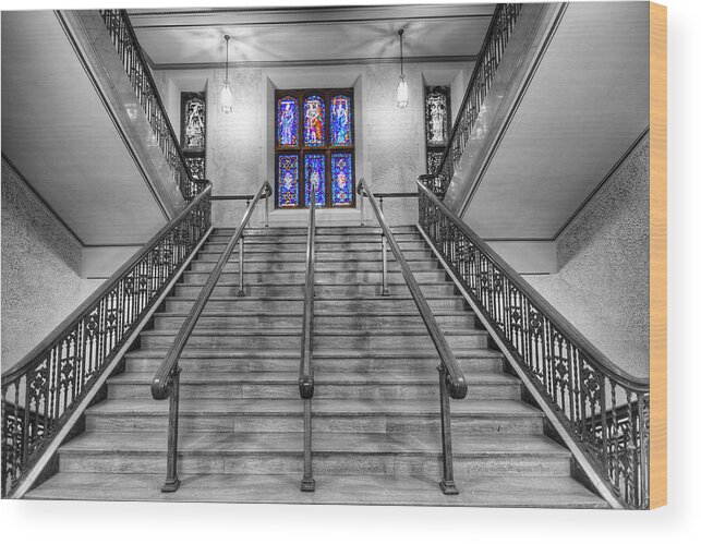 Staircase Wood Print featuring the photograph Grand Way Up by Alexey Stiop