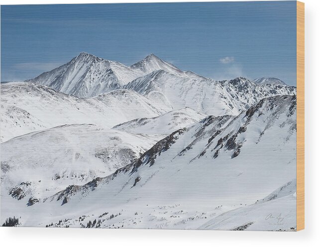 Grays Wood Print featuring the photograph Grays and Torreys from Loveland Ski Area by Aaron Spong