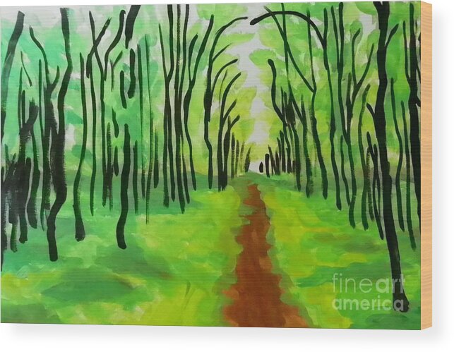 Marisela Mungia Wood Print featuring the painting Green Leaves by Marisela Mungia