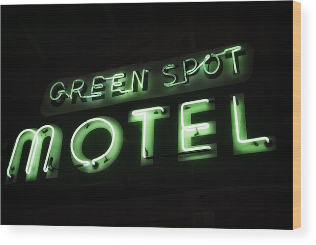 Art Wood Print featuring the photograph Green Spot Motel by Gigi Ebert