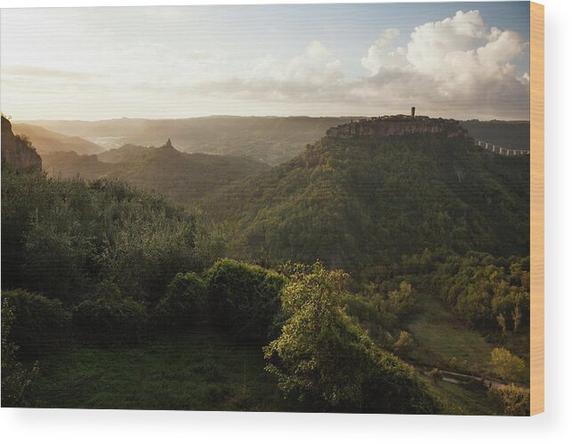 Scenics Wood Print featuring the photograph Green Valley In Central Italy At Sunrise by Matteo Colombo