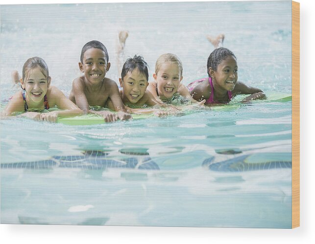 Asian And Indian Ethnicities Wood Print featuring the photograph Group Swim Practice by FatCamera