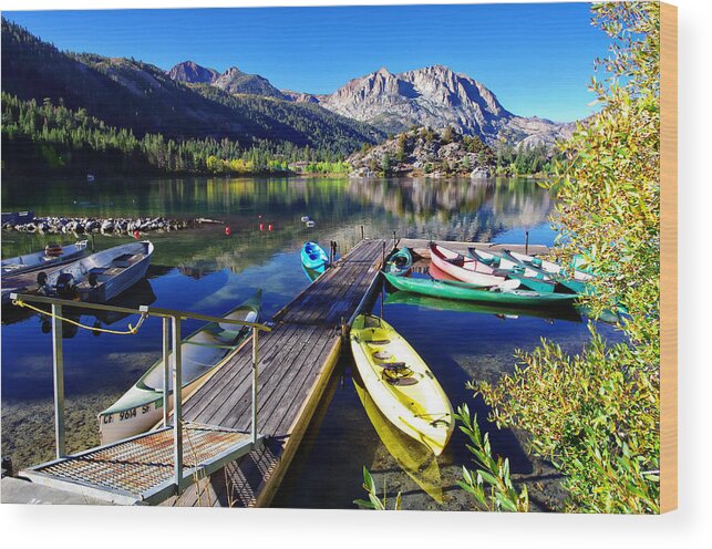 Aspen Trees Wood Print featuring the photograph Gull Lake Marina Fall Morning by Scott McGuire