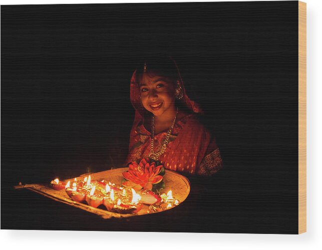 Hinduism Wood Print featuring the photograph Happy On Diwali by India Photography