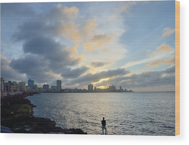 Havana Wood Print featuring the photograph Havana Sunset by Steven Richman