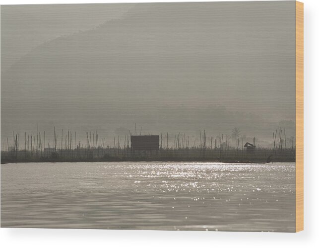 Asien Wood Print featuring the photograph Hazy Morning at Inle lake by Maria Heyens