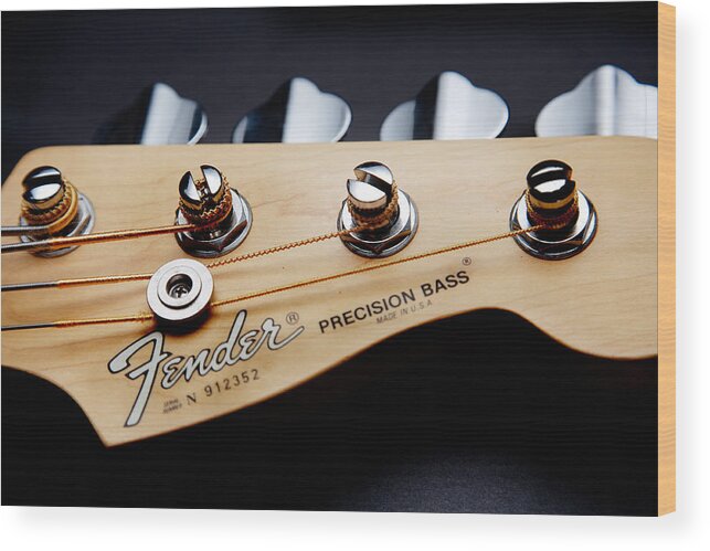 Bass Guitar Wood Print featuring the photograph Headstock II by Peter Tellone