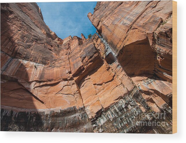 Heaps Canyon Wood Print featuring the photograph Heaps Canyon Cliff - Zion National Park by Gary Whitton