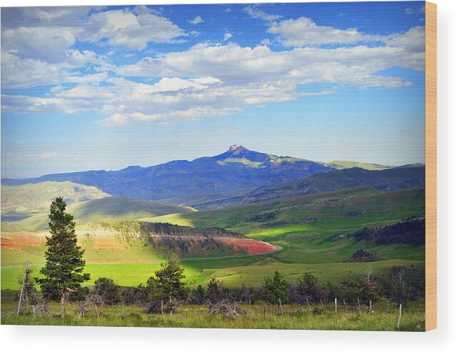 Chief Joseph Highway Wood Print featuring the photograph Heart Mtn and Chief Joseph Hwy by Lisa Holland-Gillem