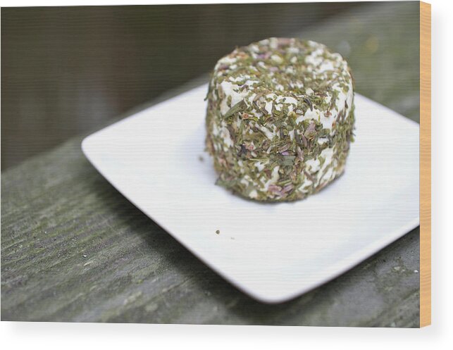 San Francisco Wood Print featuring the photograph Herb Crusted Goat Cheese by Hilary Brodey