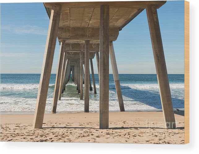 Hermosa Beach Wood Print featuring the photograph Hermosa Beach Pier by Ana V Ramirez