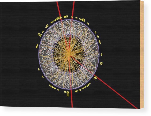 Particle Wood Print featuring the photograph Higgs boson event, ATLAS detector by Science Photo Library