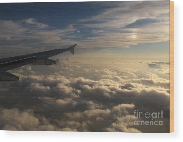 Travel Photography Wood Print featuring the photograph High above the clouds by Inge Riis McDonald
