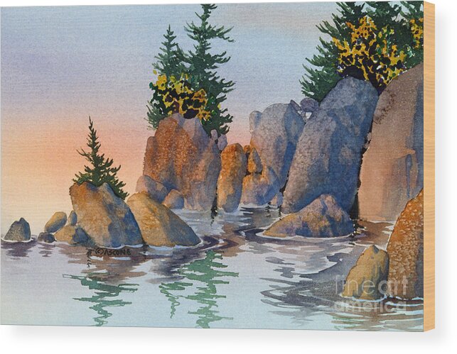 High Tide Wood Print featuring the painting High Tide by Teresa Ascone