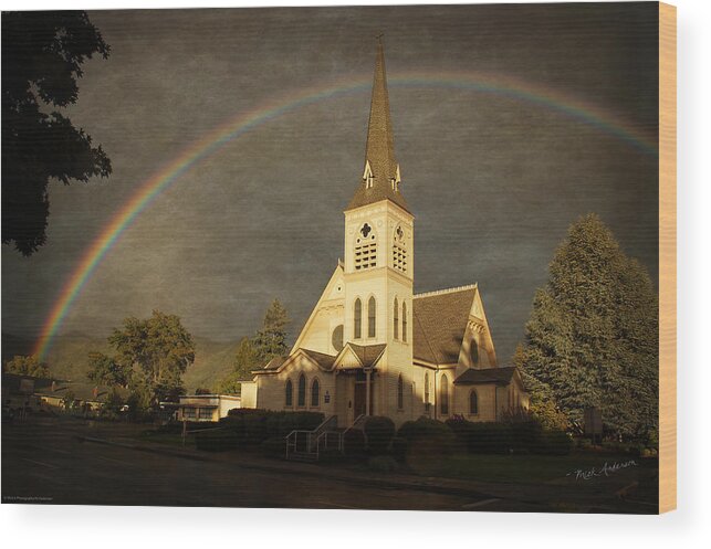 Methodist Church Wood Print featuring the photograph Historic Methodist Church in Rainbow Light by Mick Anderson