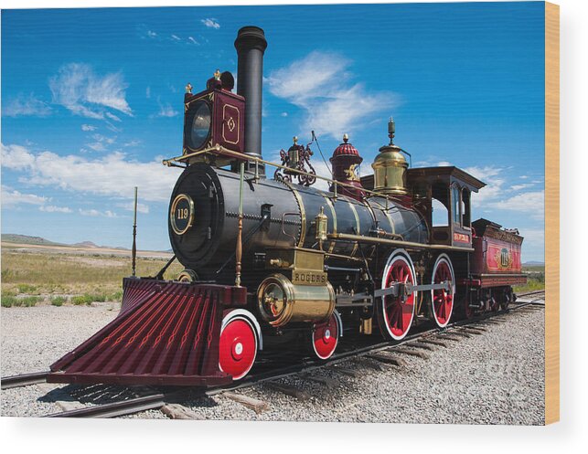 Historic Wood Print featuring the photograph Historic Steam Locomotive - Promontory Point by Gary Whitton