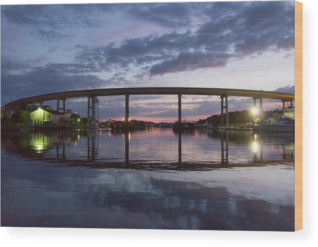 Holden Wood Print featuring the photograph Holden Beach Bridge After Sunset 2 by Alan Raasch