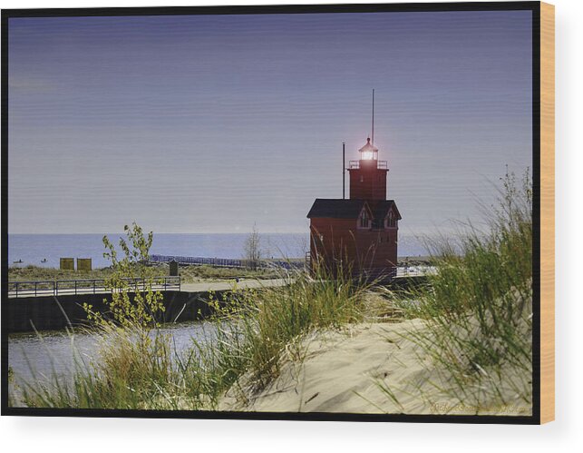 Usa Wood Print featuring the photograph Holland Harbor Light by LeeAnn McLaneGoetz McLaneGoetzStudioLLCcom
