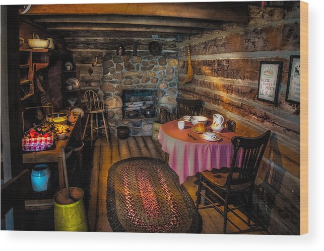 Log Cabin Kitchen Wood Print featuring the photograph Home Sweet Home by Paul Freidlund
